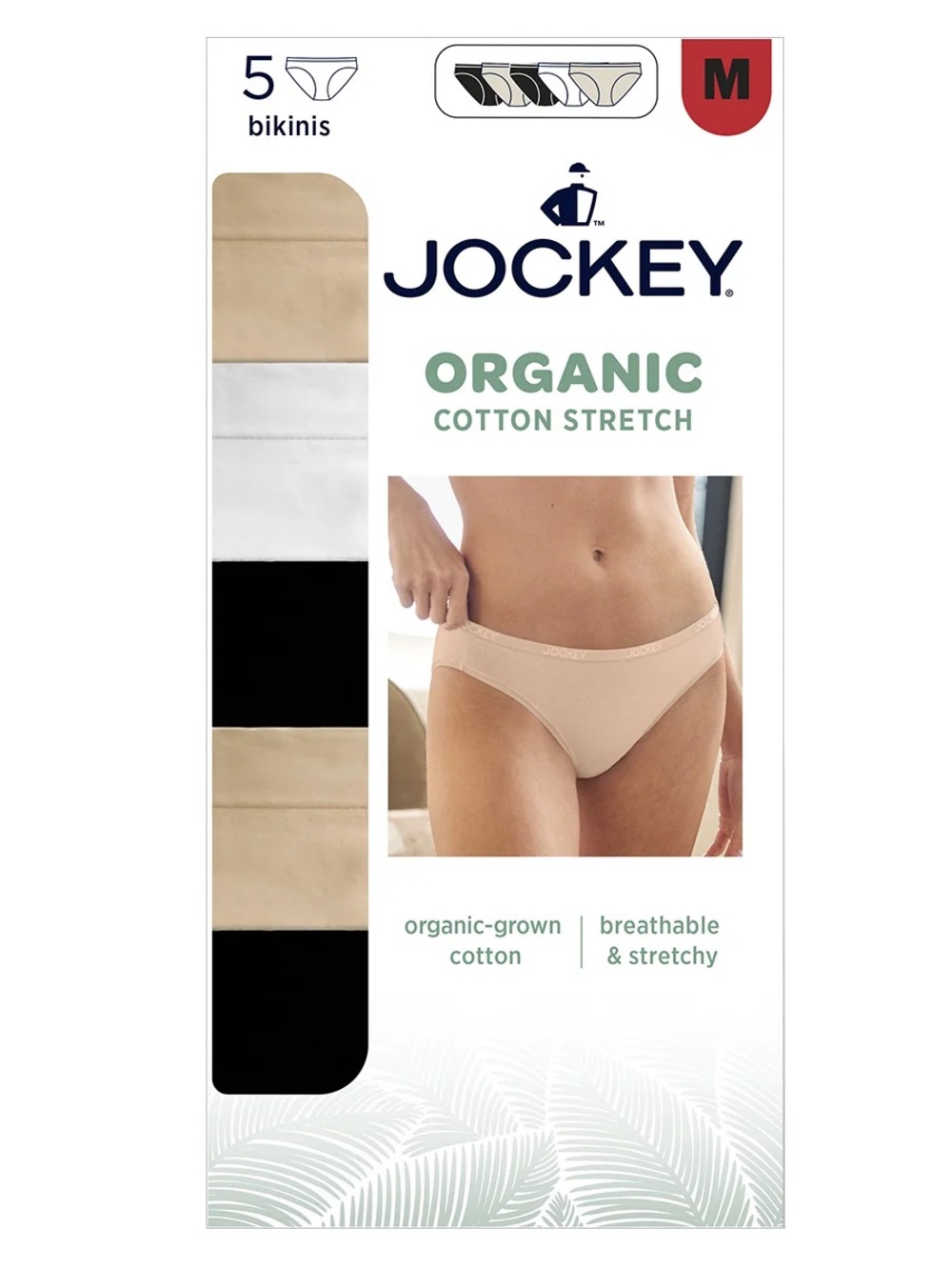 Jockey Women's Organic Cotton Bikini Panties - Black, White, Beige